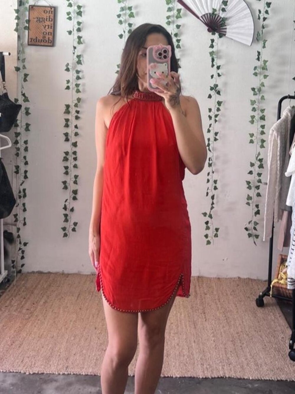 NBD Beaded Red Lourdes Halter Mini Dress size small